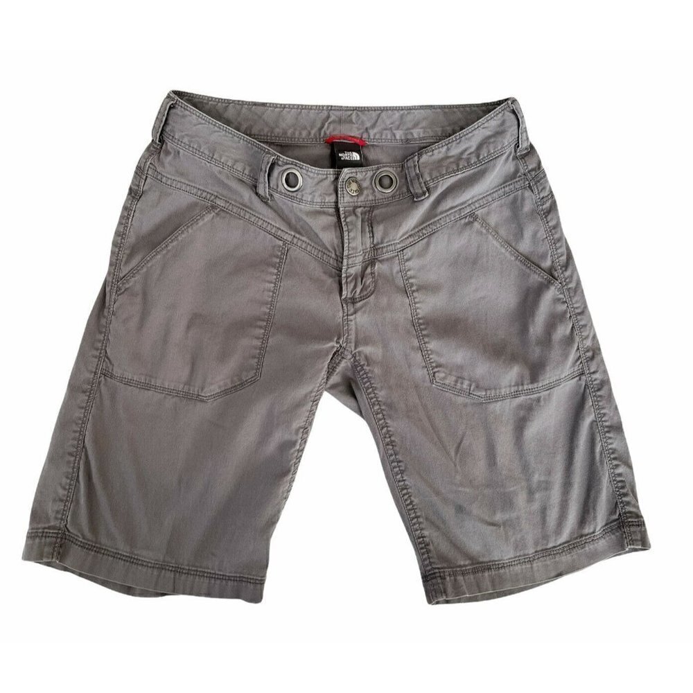 The North Face Women's Sz 2 Gray Front Pocket Chino Shorts Outdoor Hiiking